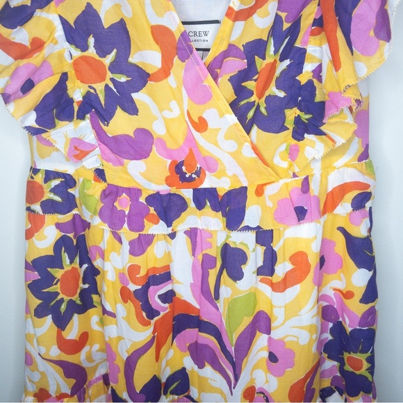 J. Crew Collection Ruffle-Sleeve Midi Dress in Curly Floral Pattern - Picture 4 of 14